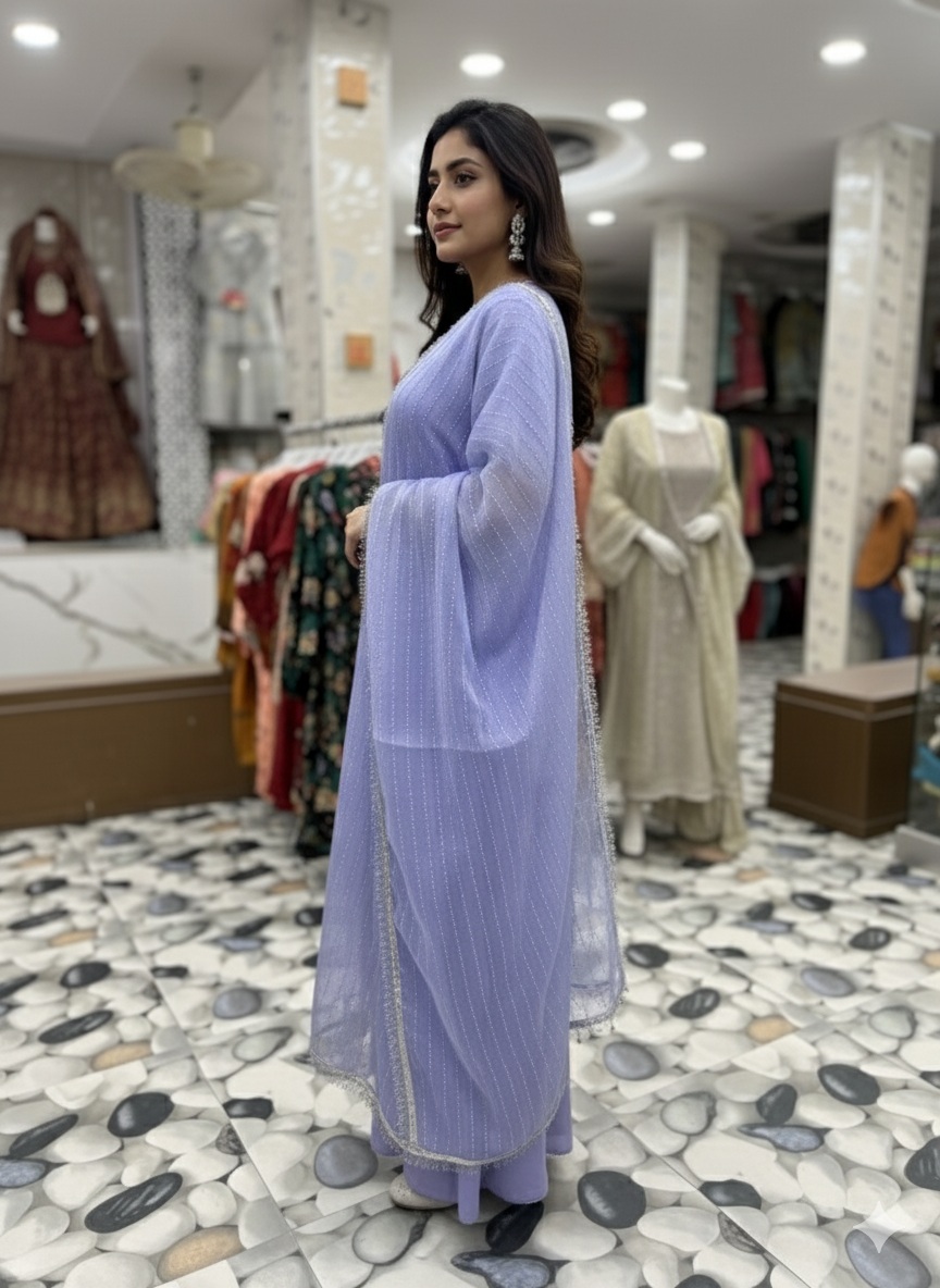 A276-Shesha Silk Shirt Plazo 3pc