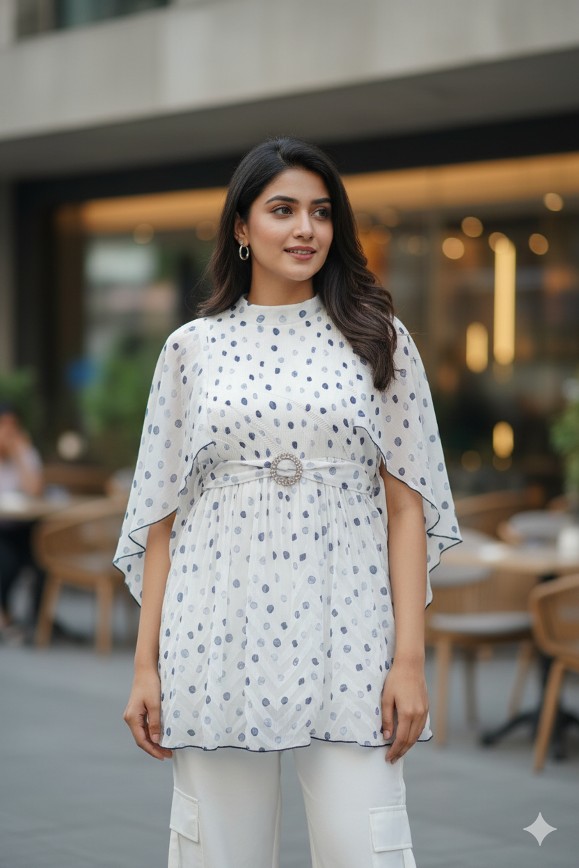 A0228-Kaftan Stylish Top With Cargo Trouser 2pc