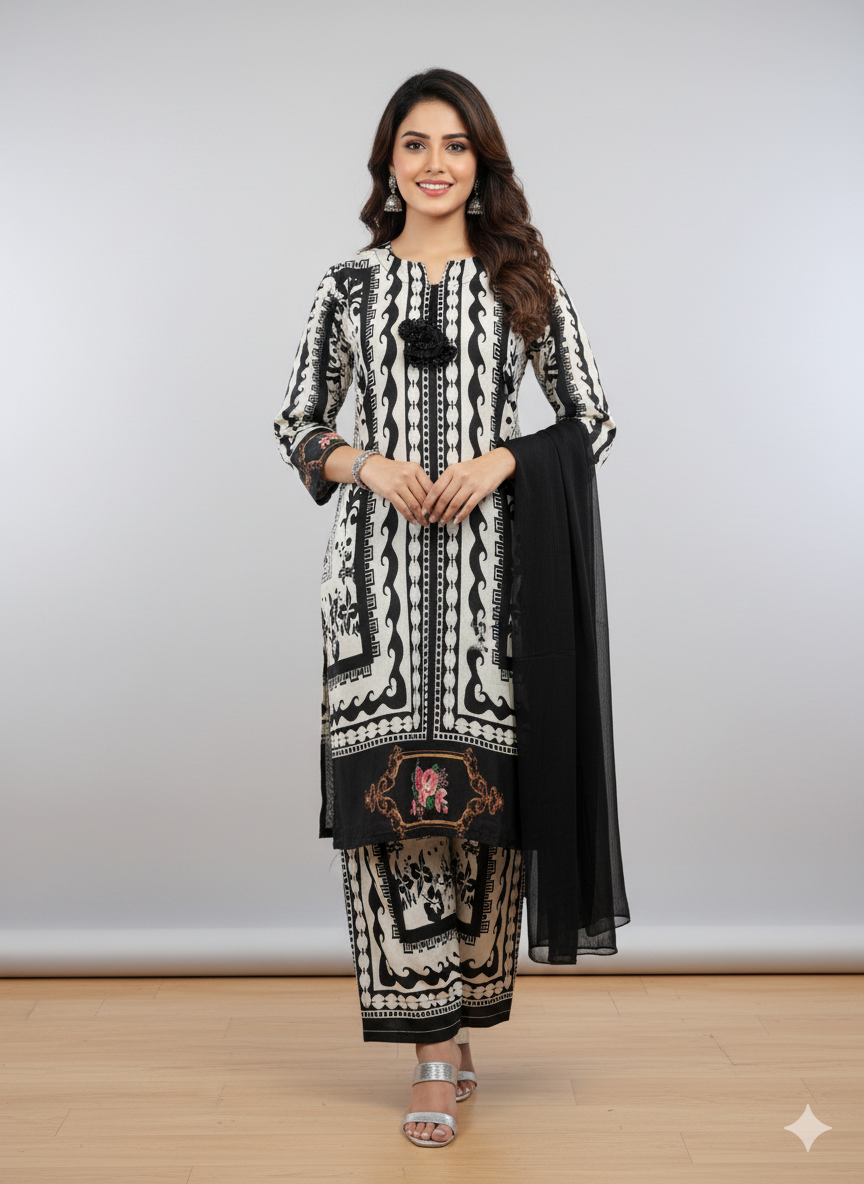 Stylish Winter Khadar Print 3pc