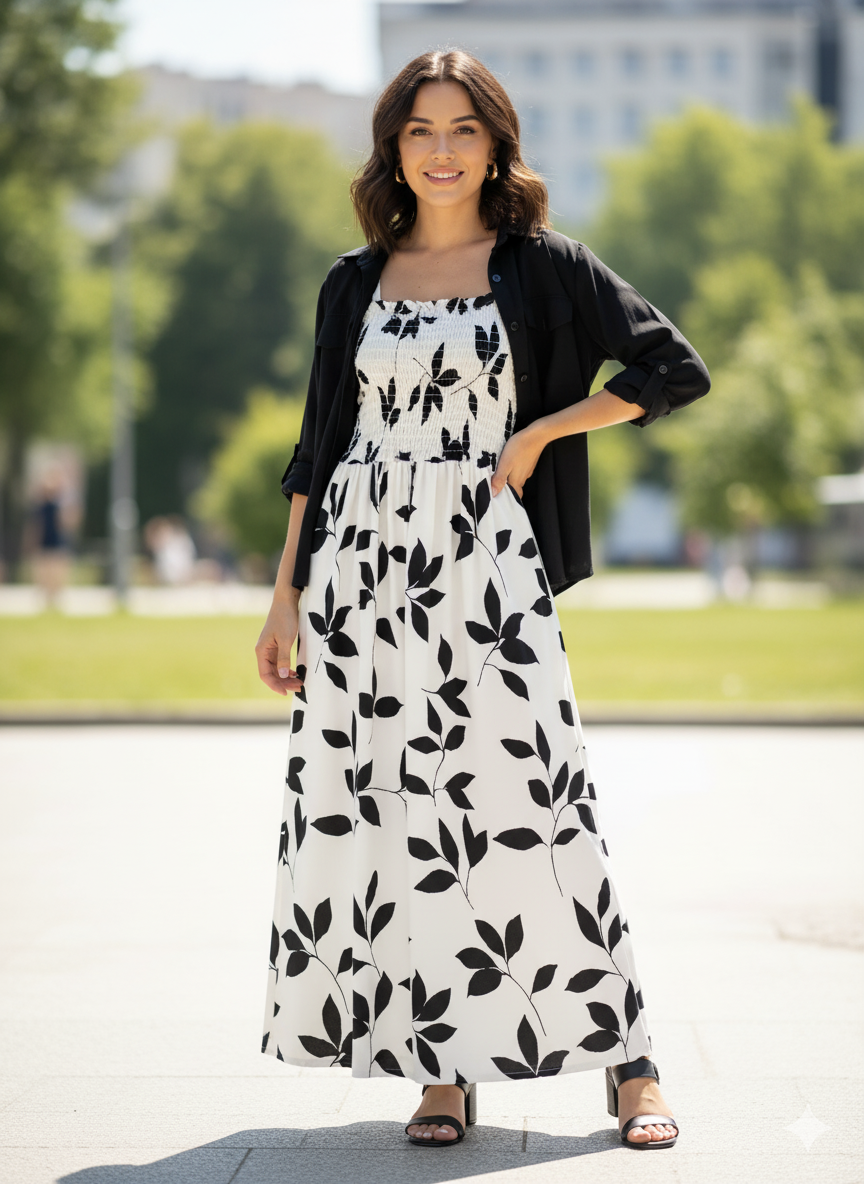 A0287-lastic Romper Kurti Maxi 2pc