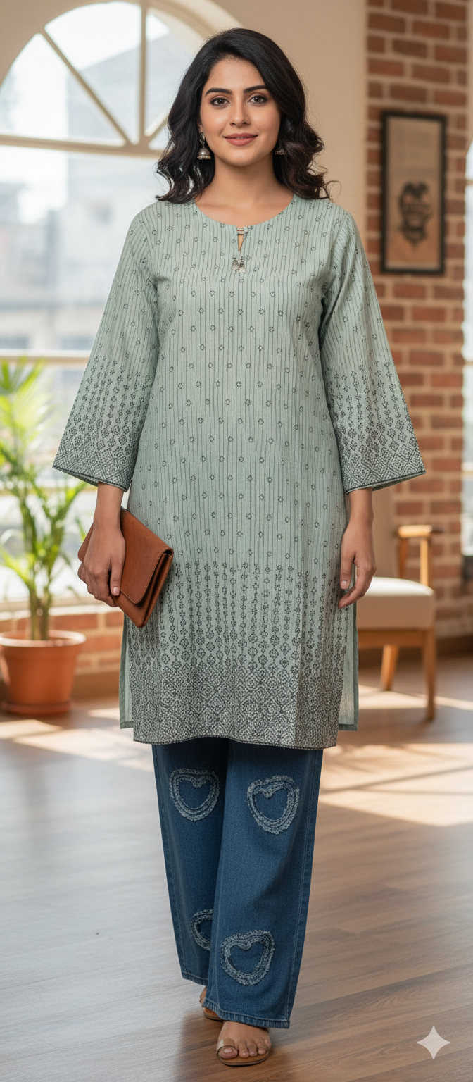 A0315- Full Working Shirt With Baggy Jeans 2pc