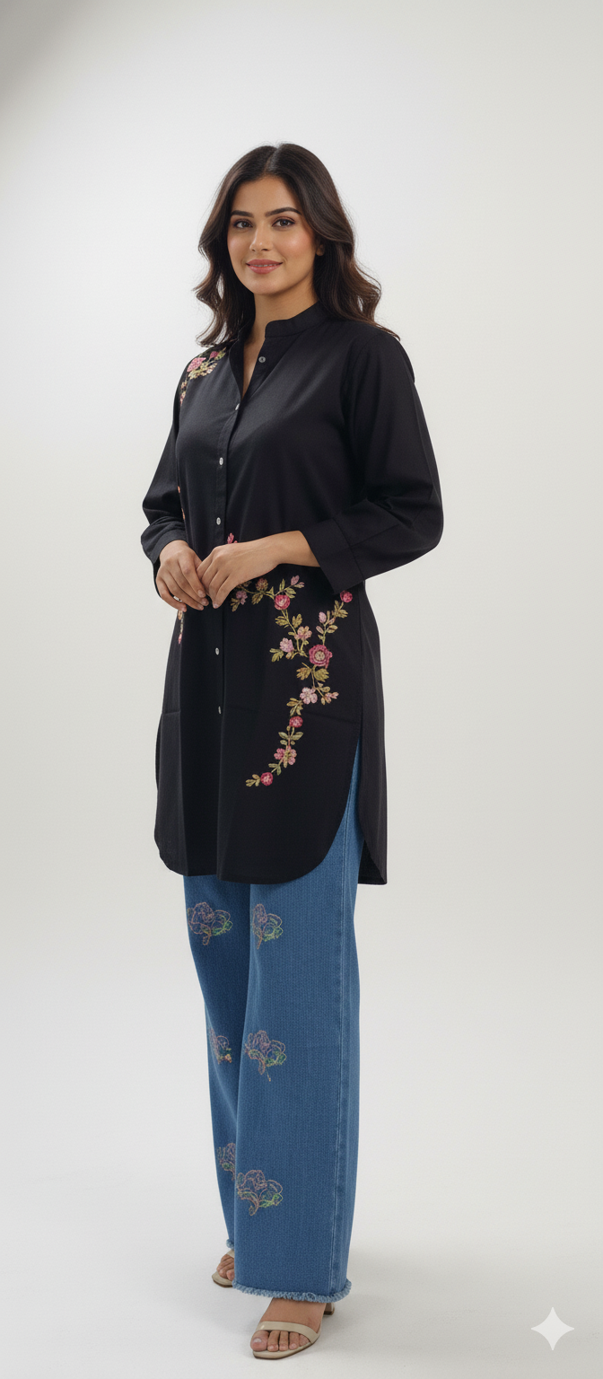 A0208- Stylish Multi Working Top With Plazo Pent 2pc