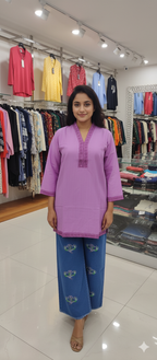 A0086-V Neck Working with Baggy jeans 2pc