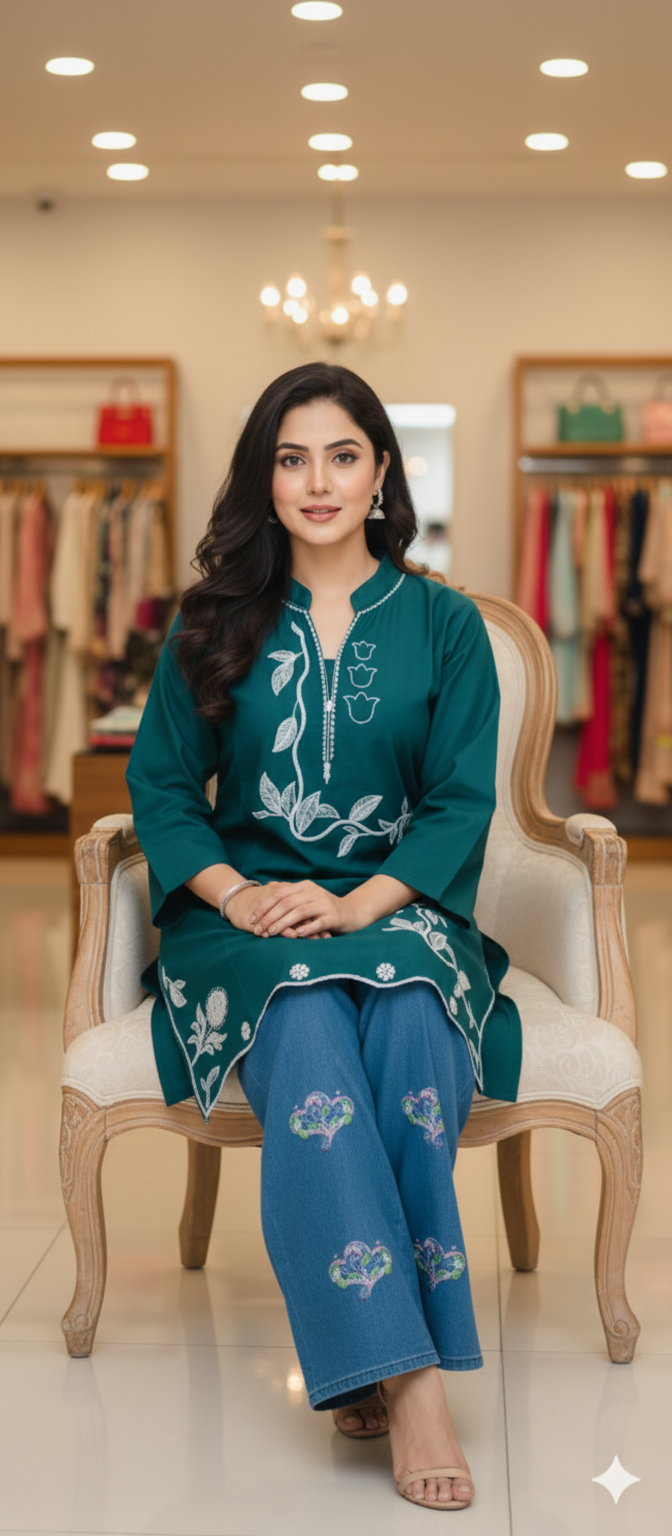 A0305-Stylish Border Work With Plazo Pent 2pc