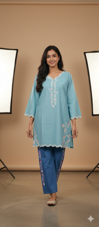 A0306-Multi Working Top With Plazo Pent 2pc