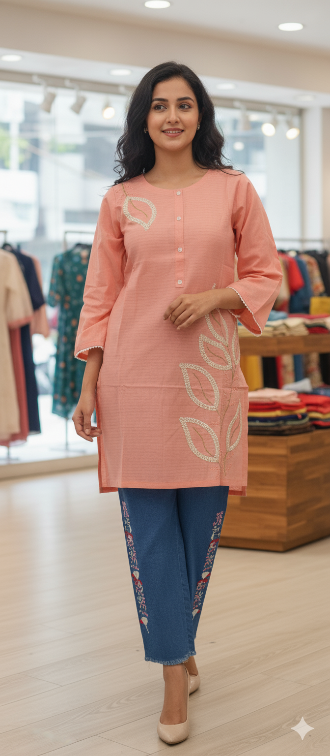 A0201-Side Working Top With Plazo Pent 2pc