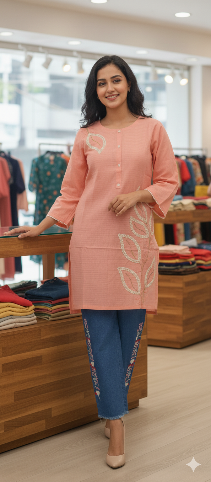 A0201-Side Working Top With Plazo Pent 2pc