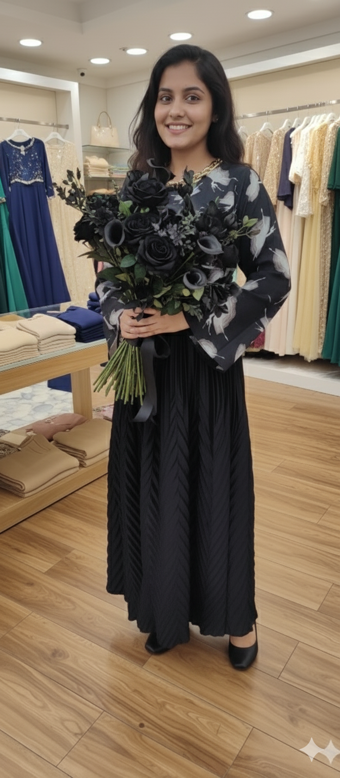 Stylish Silk Skirt Shirr 2pc