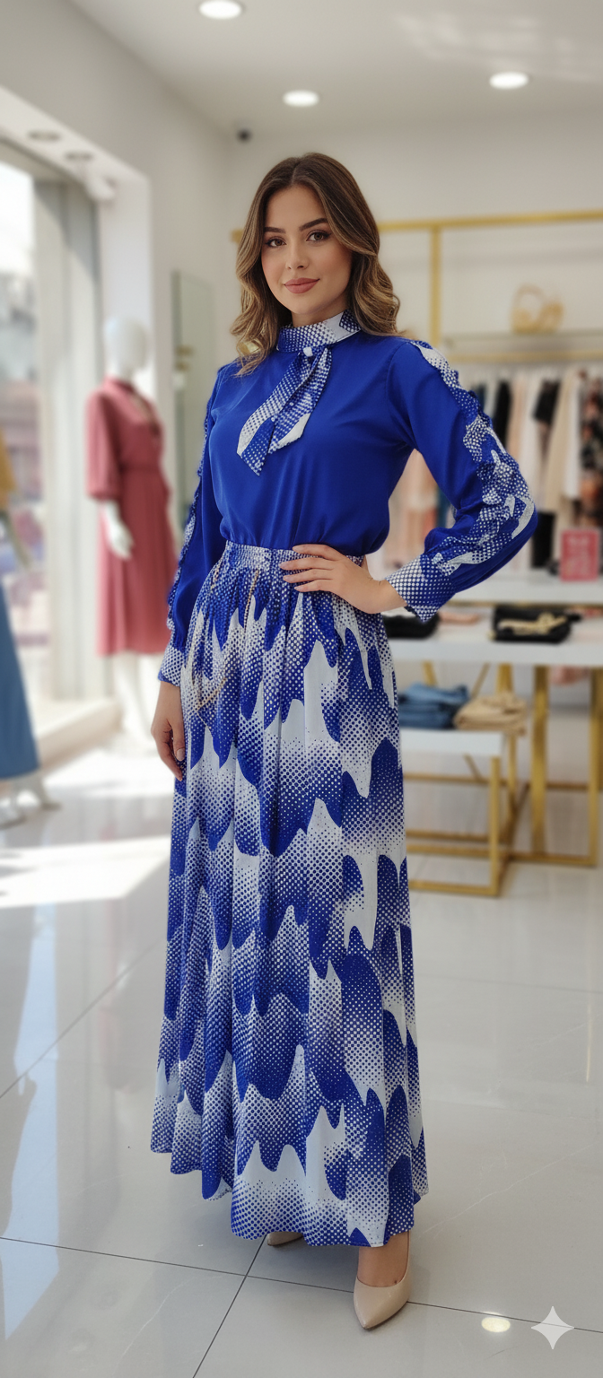 A0255-Skirt Shirt 2pc