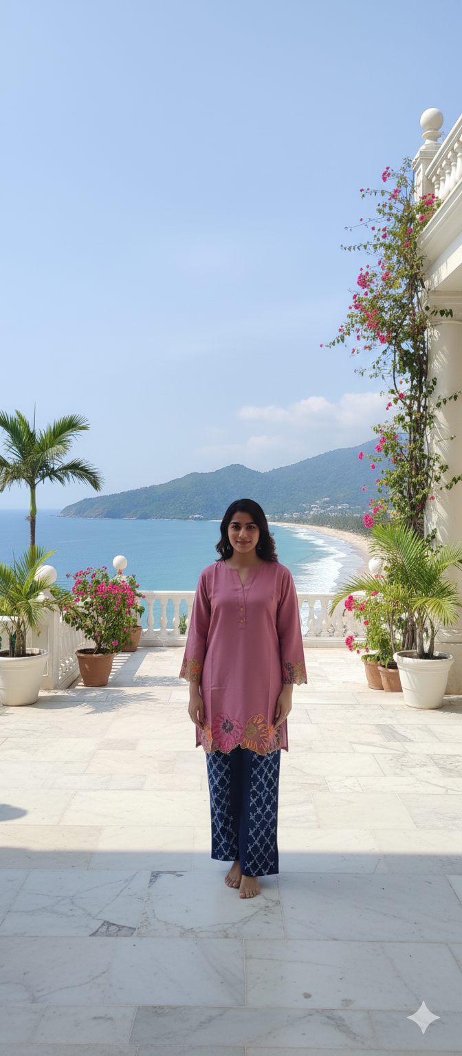 A0168-STYLISH multi Bazu Top With Plazo Pent 2pc