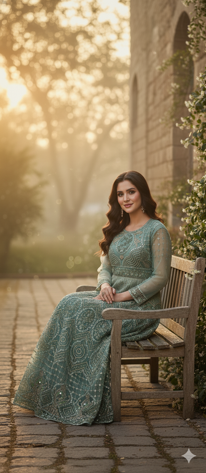 Stylish Havi Embroidery Net Single Maxi