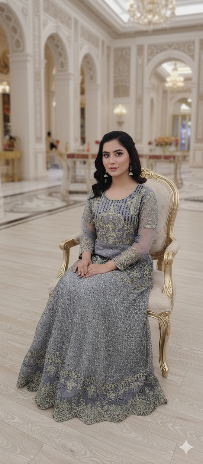 Havi Embroidery Net Single Maxi