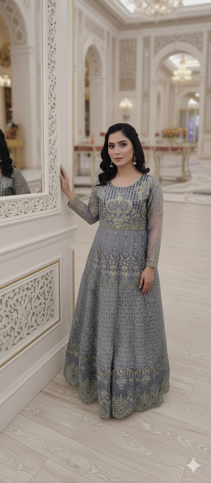 Havi Embroidery Net Single Maxi