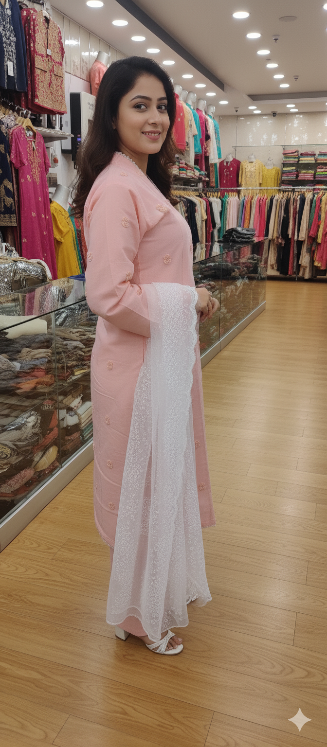 Stylish Khadar Long Shirt With Embroidery Dopata 3pc