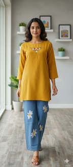 A0079- Crush Imported Grip Top With Baggy Jeans 2pc