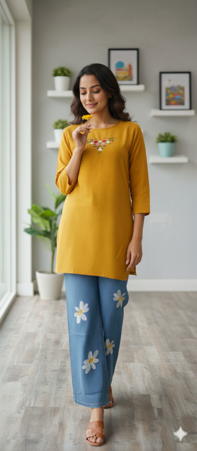 A0079- Crush Imported Grip Top With Baggy Jeans 2pc