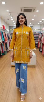 A0189-Stylish Top With Baggy Jeans 2pc