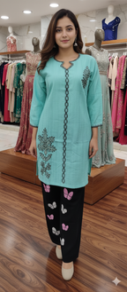 A0075-Stylish Top with Baggy jeans 2pc