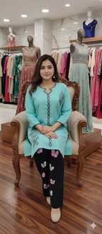 A0075-Stylish Top with Baggy jeans 2pc