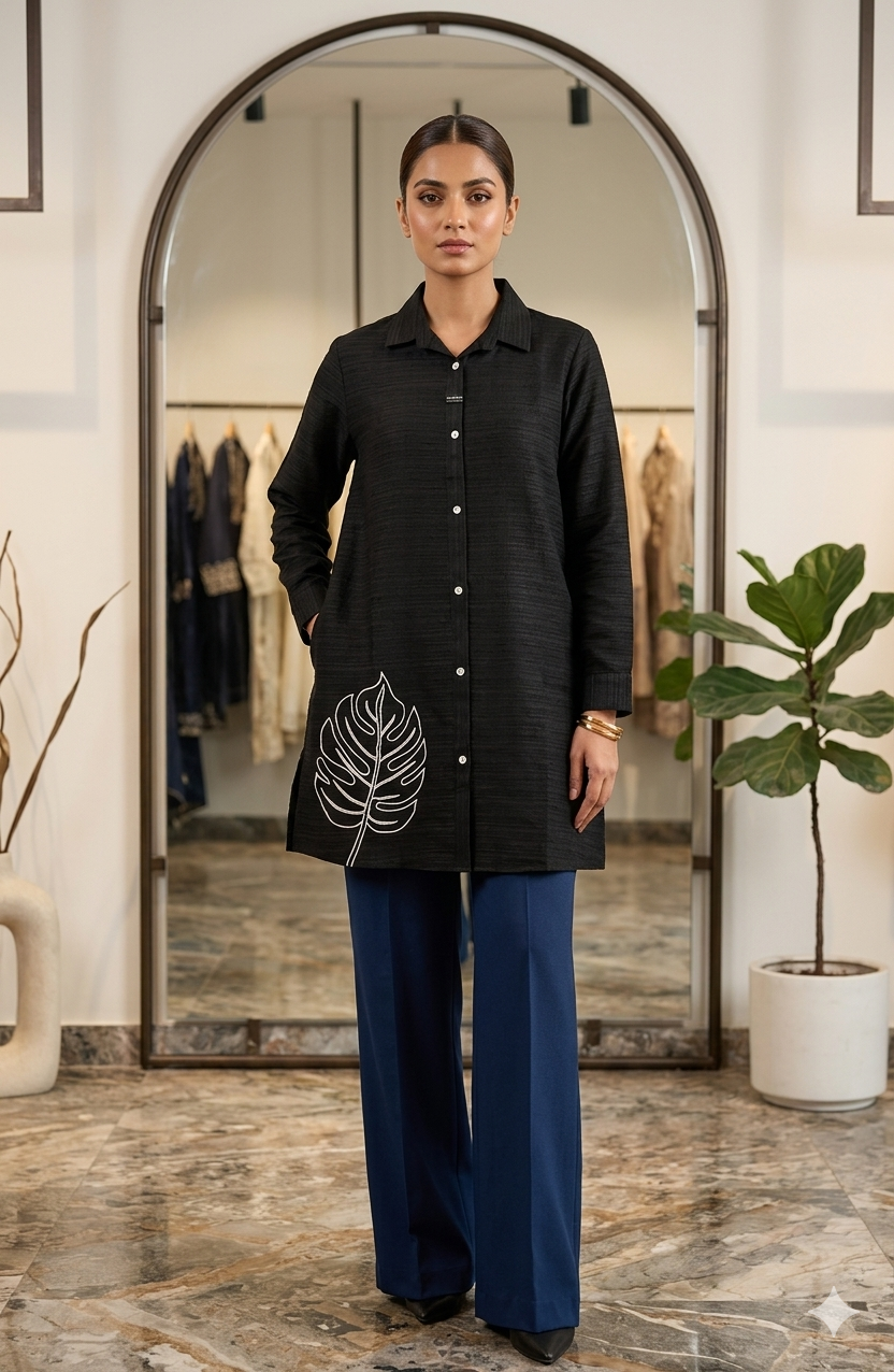 Single shirt with simple embroidery work