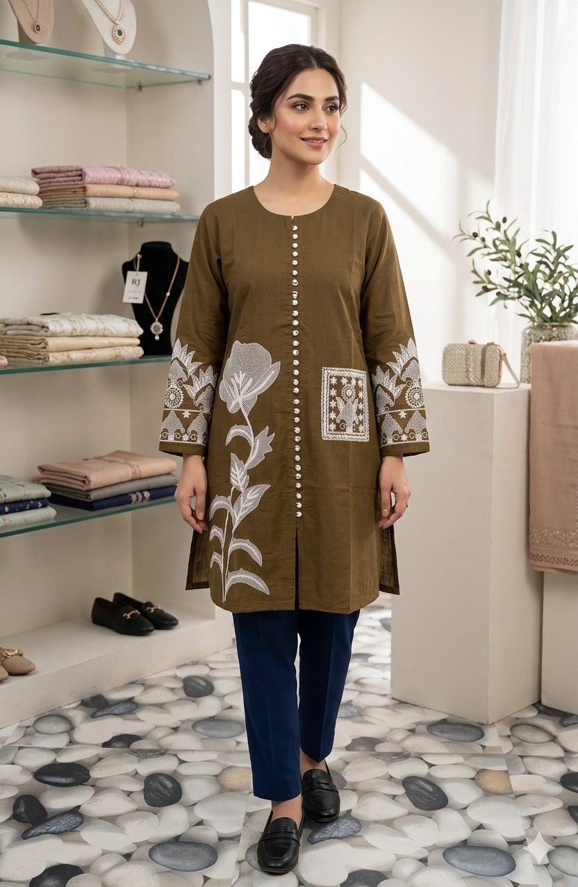 Single shirt with embroidery work