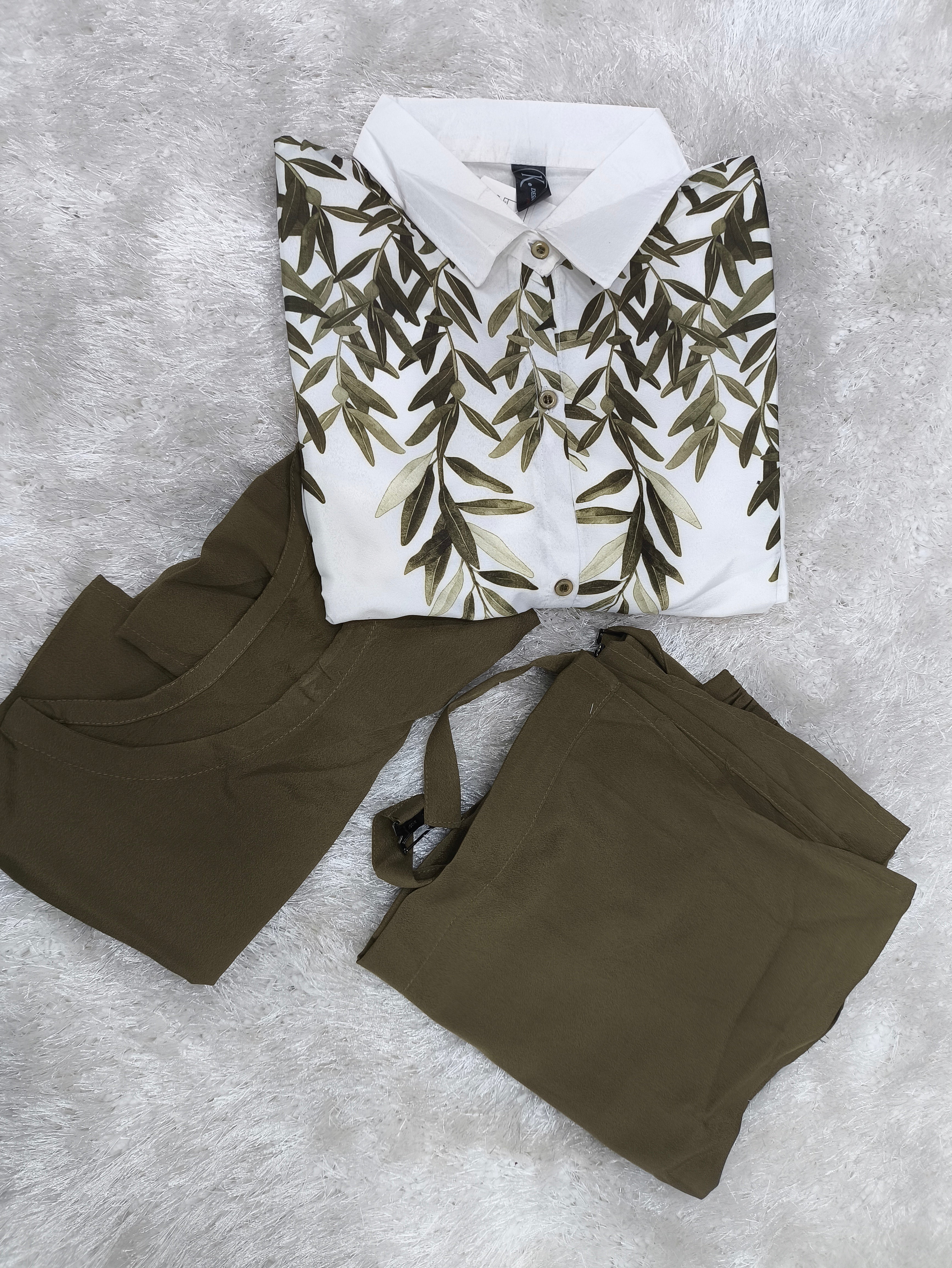 A0016- Open Gown Top With Cargo Trouser 2pc