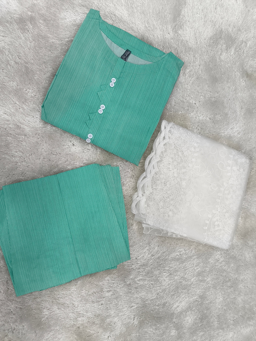 A0037-Casual Shirt Trouser With White Working Dopata 3pc