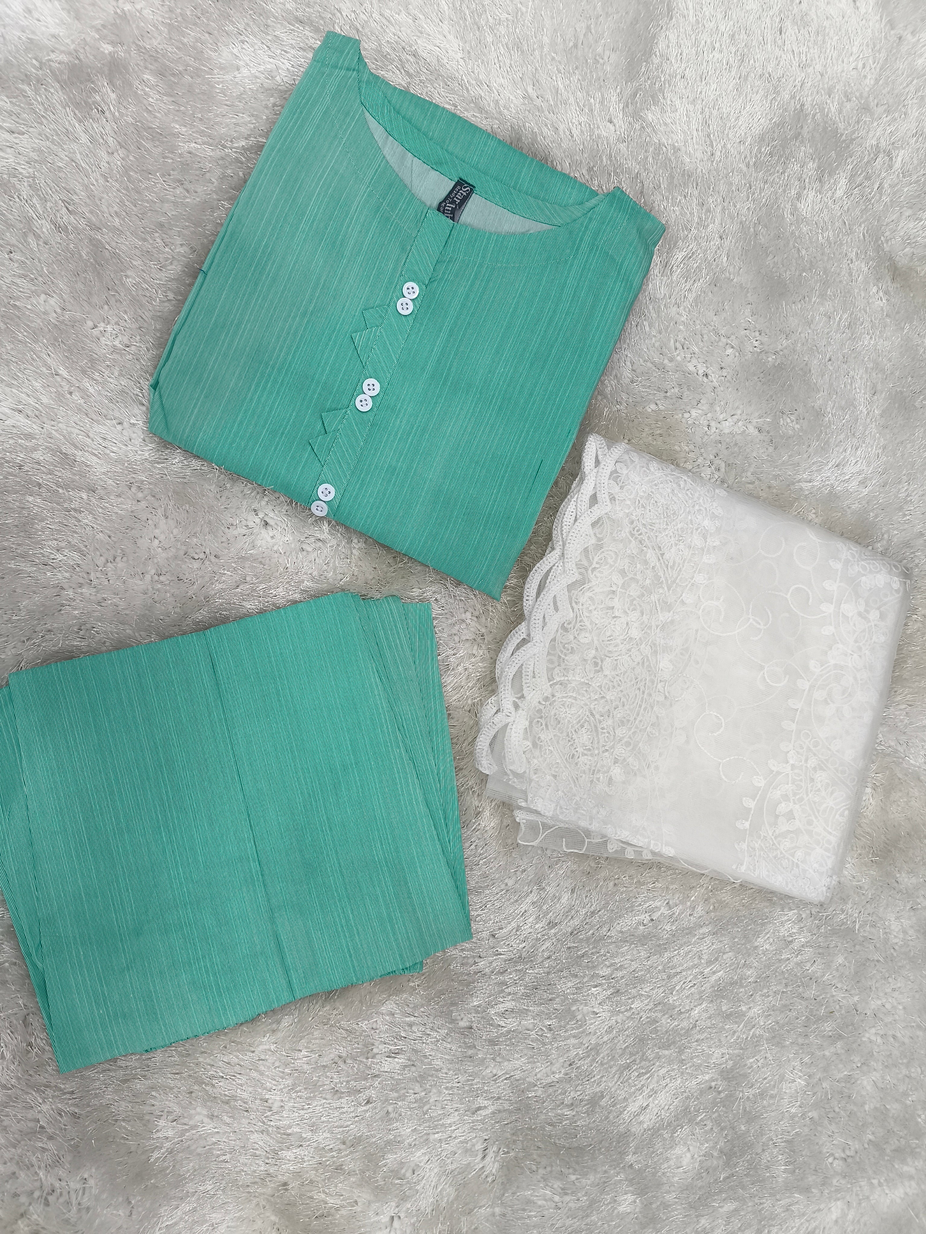 A0037-Casual Shirt Trouser With White Working Dopata 3pc