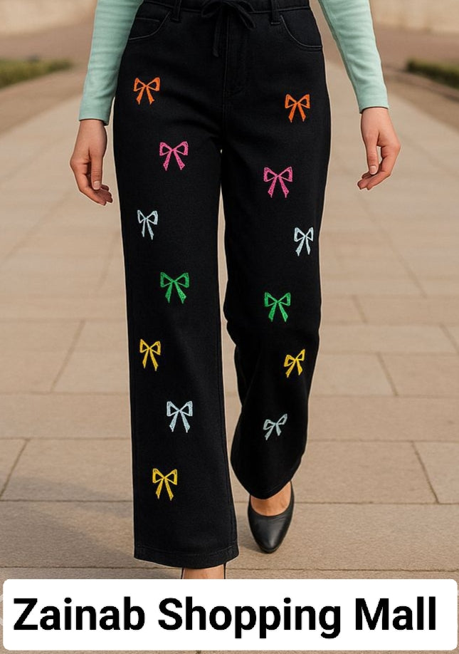 Embroidery Tai Style Plazo Jeans