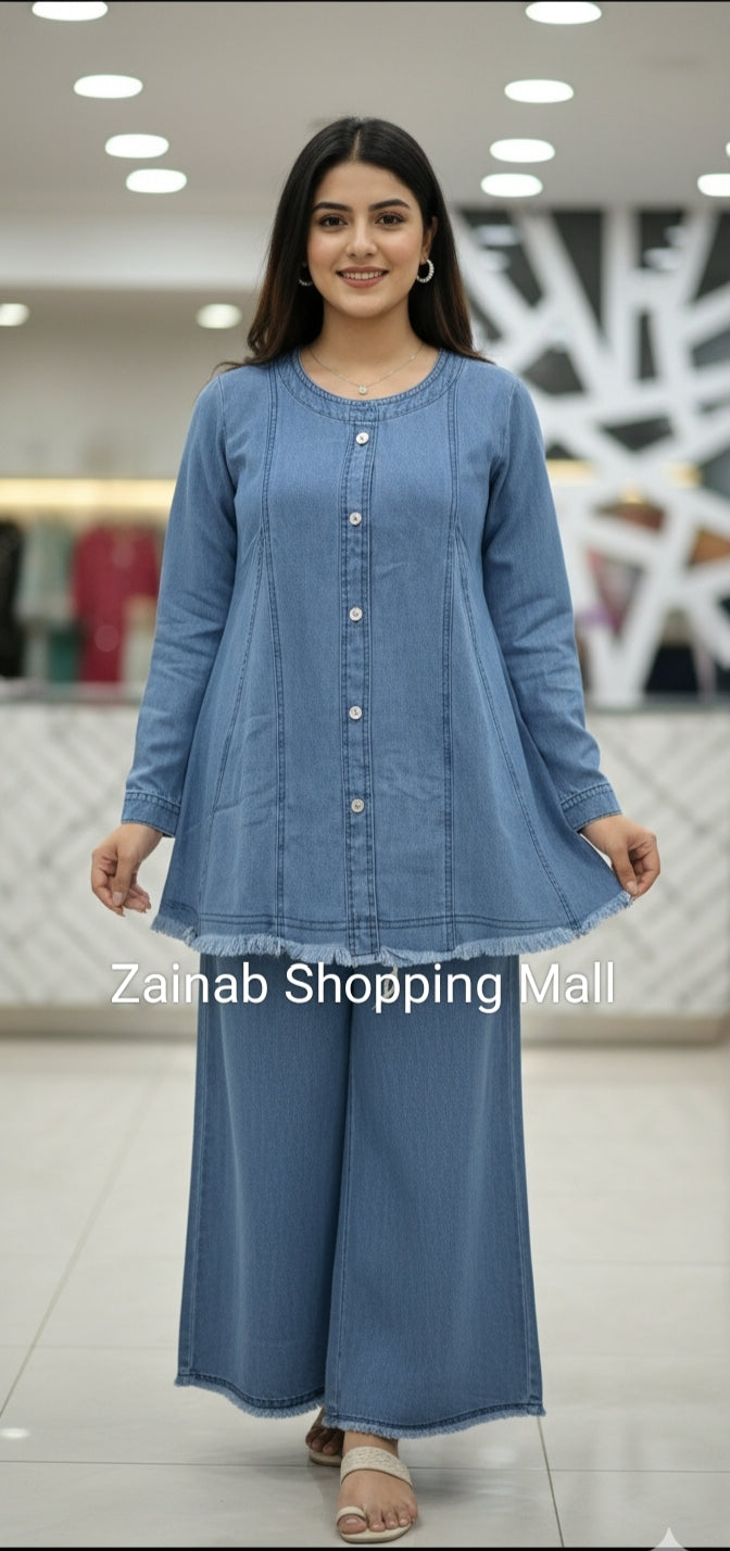 A0308-Our Hit Article Denim Frock Jeans 2pc