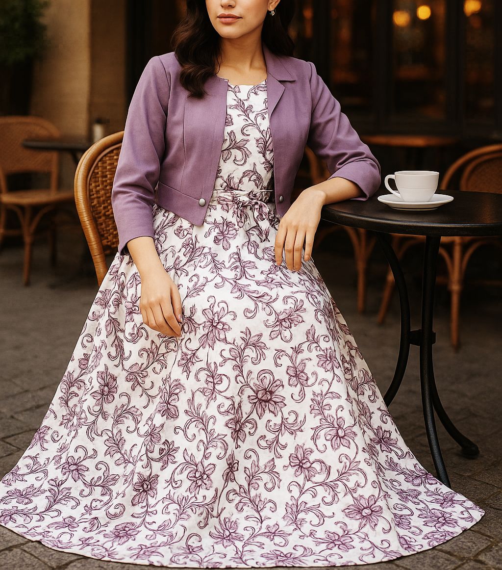 A0158-Print Kurti Maxi 2pc
