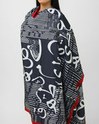 A0040- Stylish Grip Long Shirt With Cylogeaphy Dopata 3pc