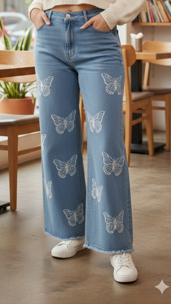 Stylish Butterfly print jeans