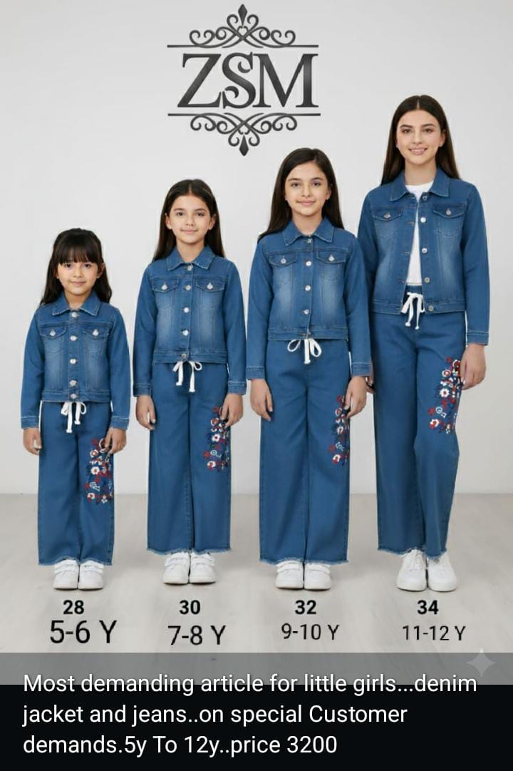 Stylish Baby Jacket With Embroidery Jeans 2pc