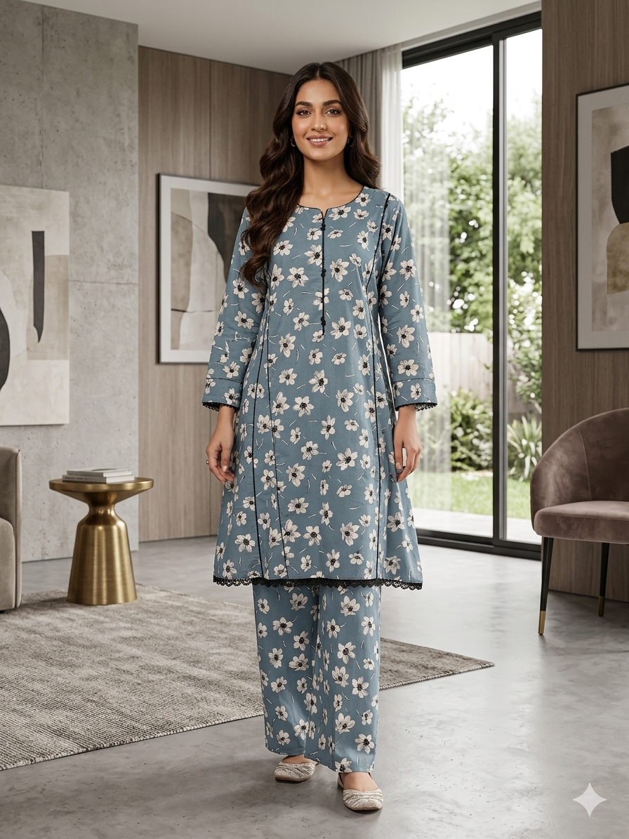 Top trending printed frock 2pc