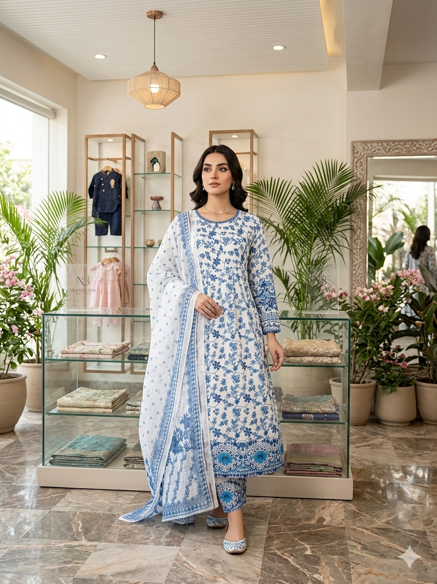 Trending printed dori lawn maxi 3pc
