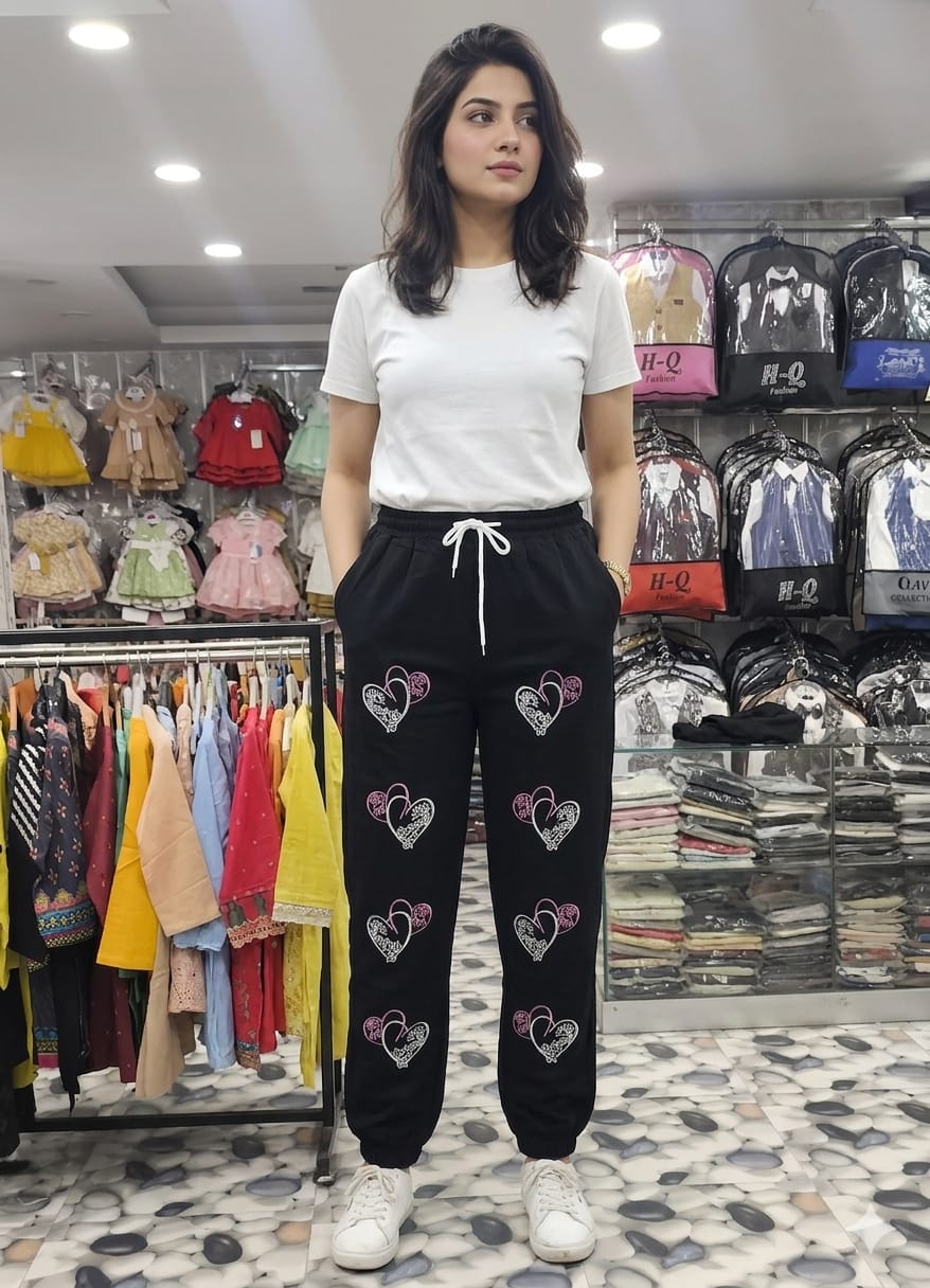 Double heart jeans black