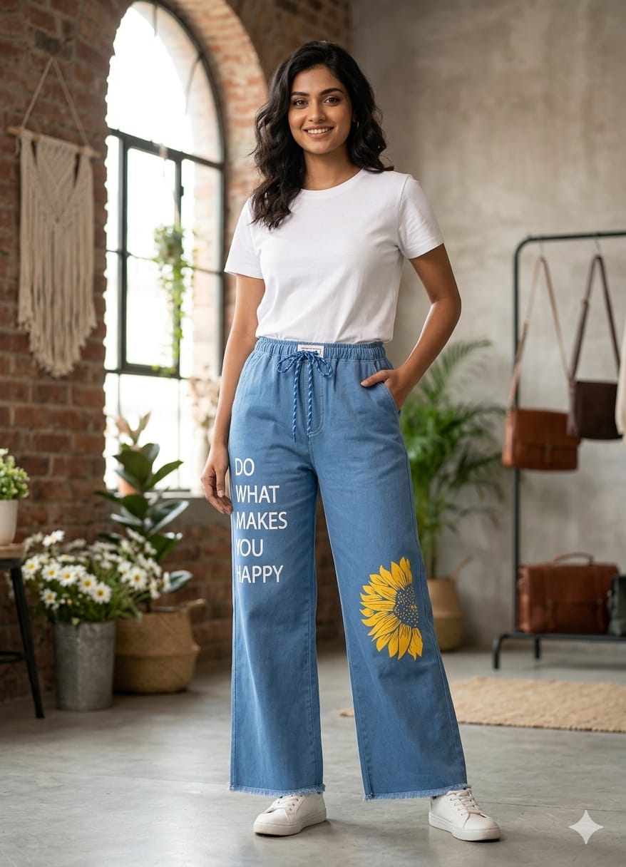 Print suraj mukhi jeans