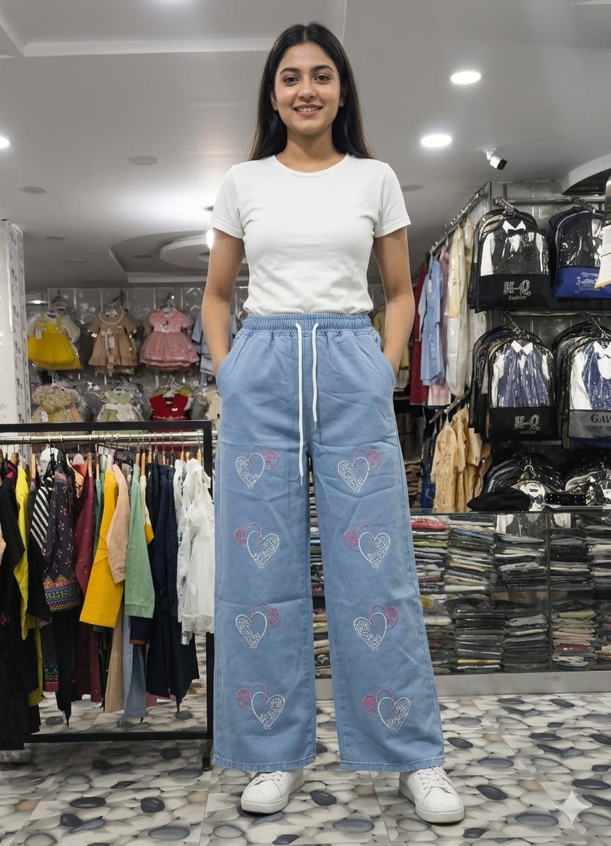 Double heart jeans sky