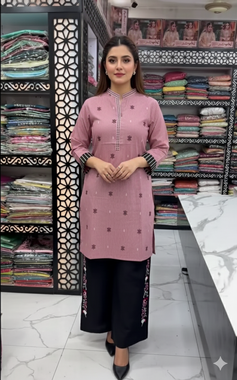 A0116-Stylish Top With Baggy Jeans 2pc