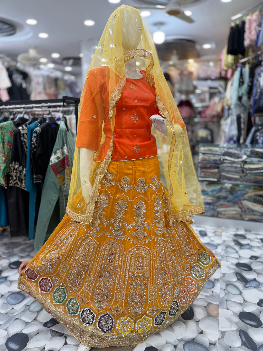 Stylish Mehndi Mirror Work 3pc