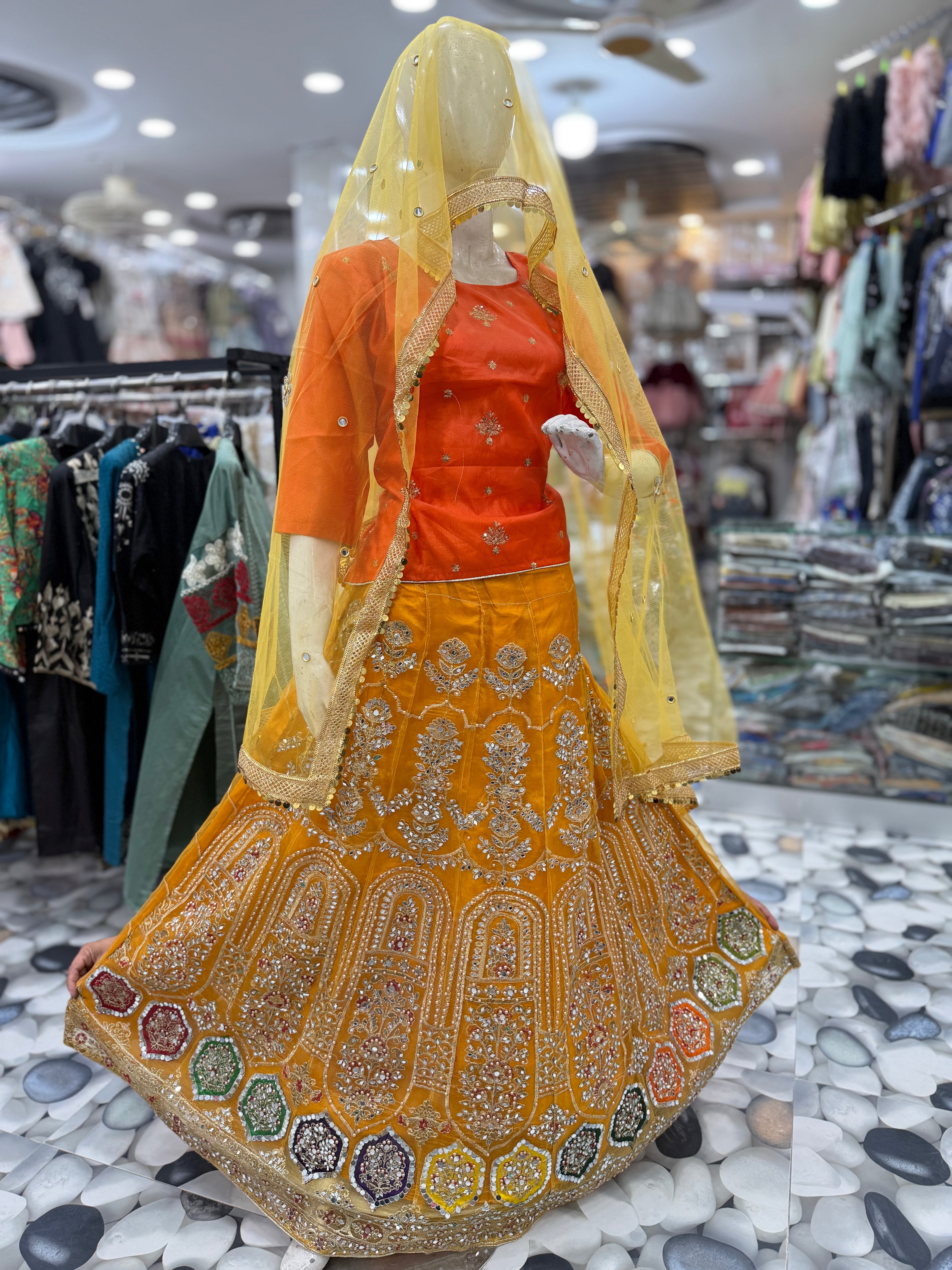 Stylish Mehndi Mirror Work 3pc