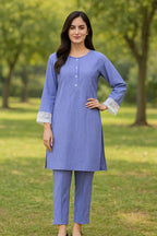 A0037-Casual Shirt Trouser With White Working Dopata 3pc