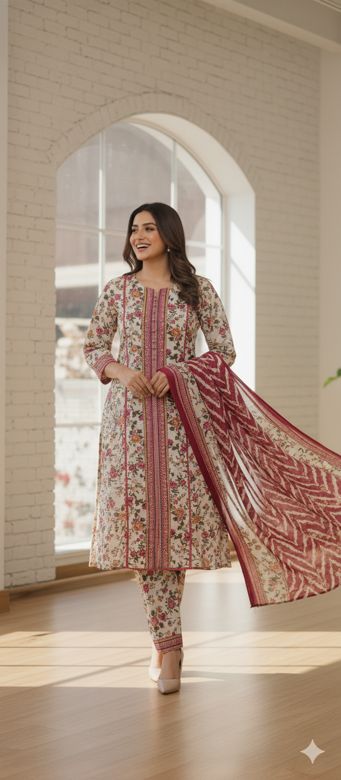 BinSaeed Long Frock With Wool Shal 3pc