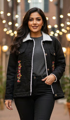 Fur Embroidery Denim Jacket
