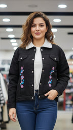 Fur Embroidery Jeans Jacket