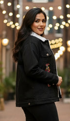 Fur Embroidery Denim Jacket