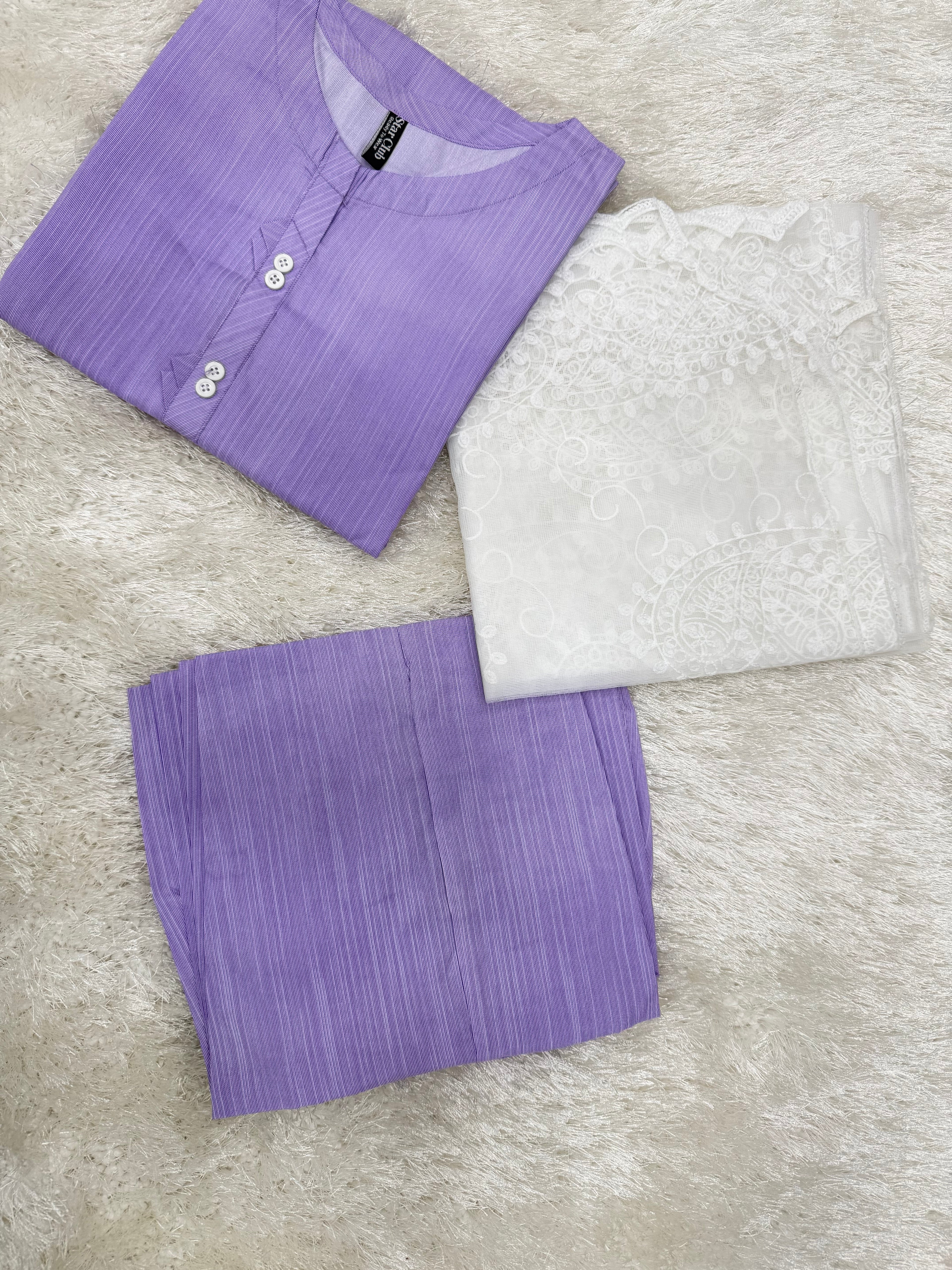 A0037-Casual Shirt Trouser With White Working Dopata 3pc