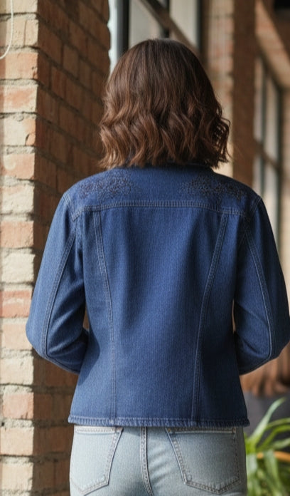 Stylish Embroidery Jeans Jacket