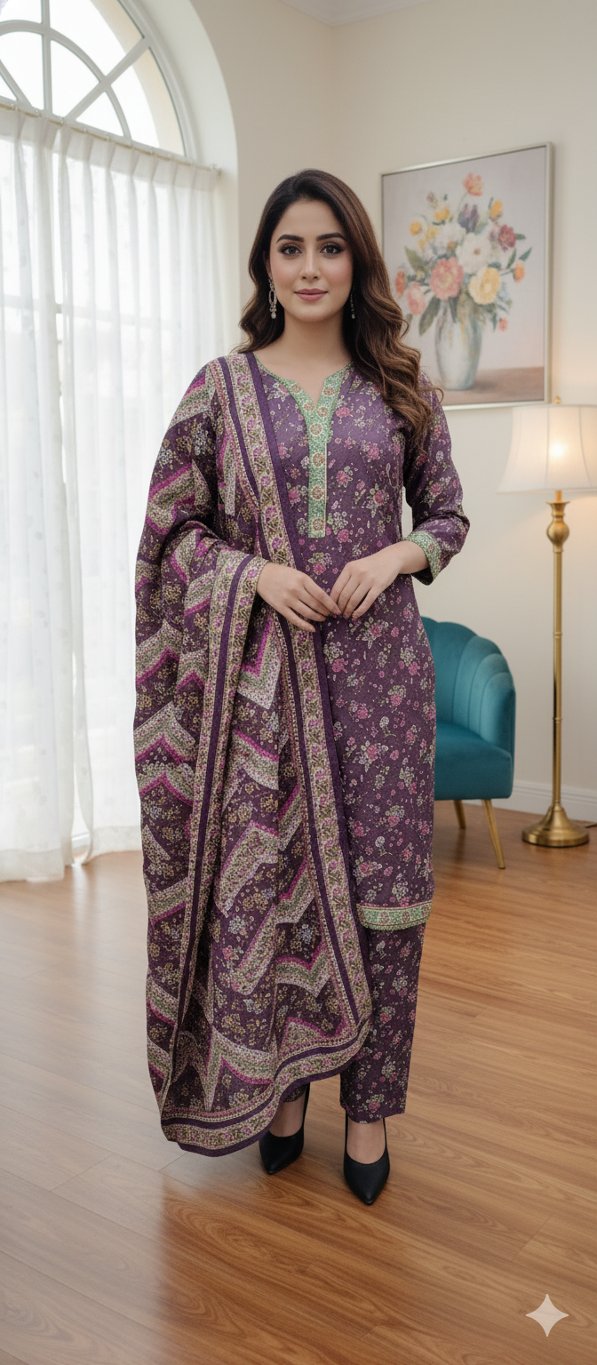 BinSaeed Khadar Shirt With Wool Shal 3pc